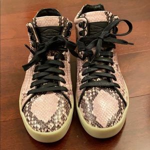 Rag and Bone Leather Snake Skin High Top Sneakers
